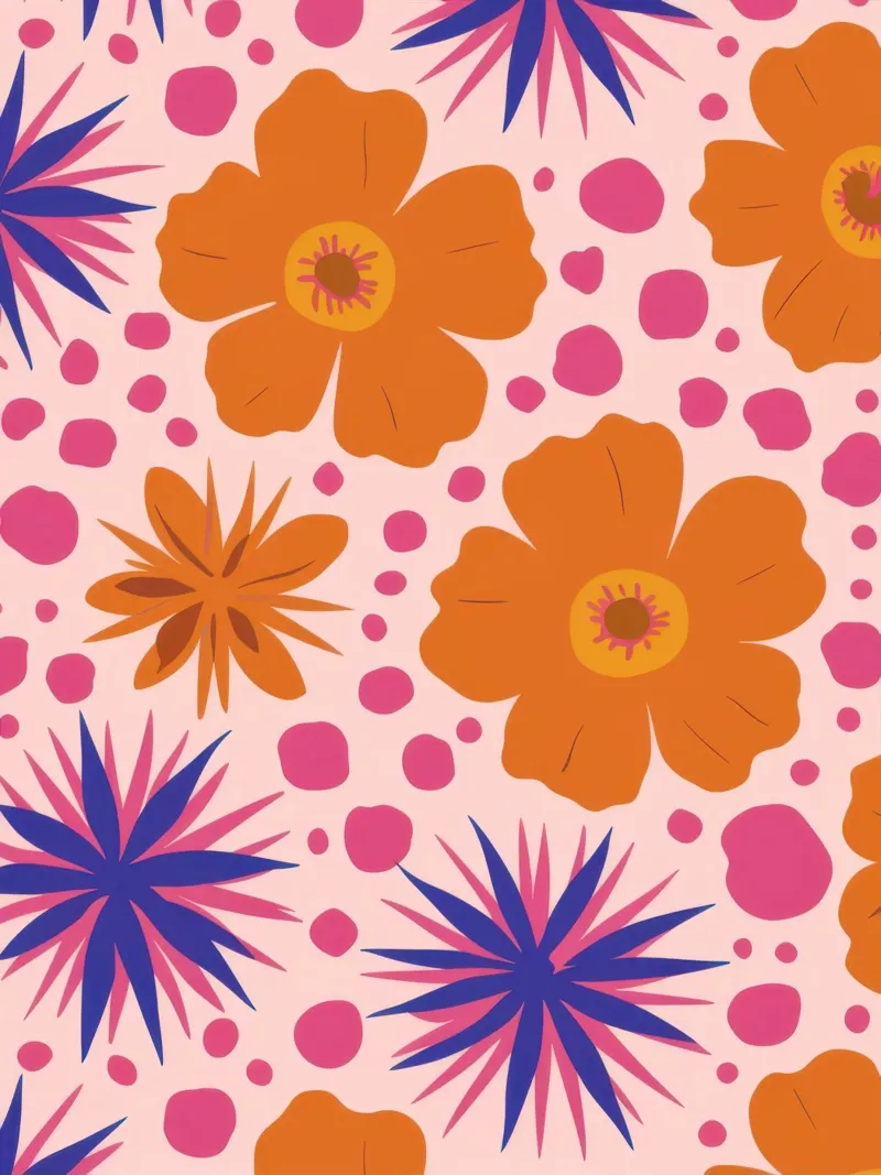 Pink Orange Blooms canvas by Obs Canvas