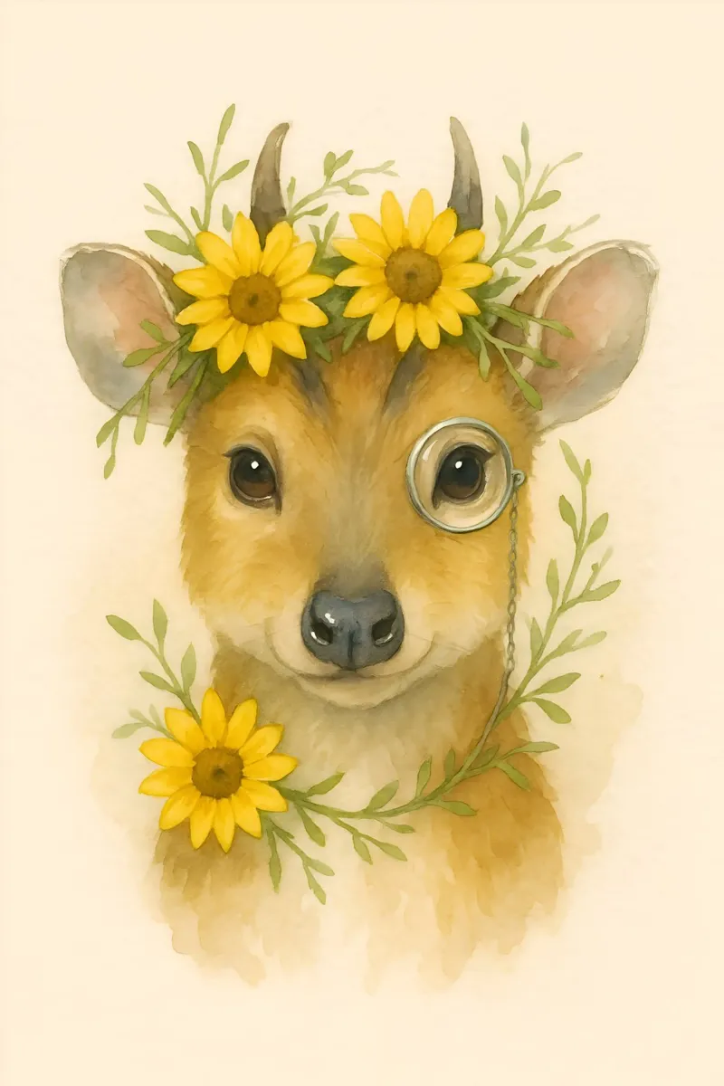 Golden Whimsy: The Sunflower Fawn poster by Graceful Desine