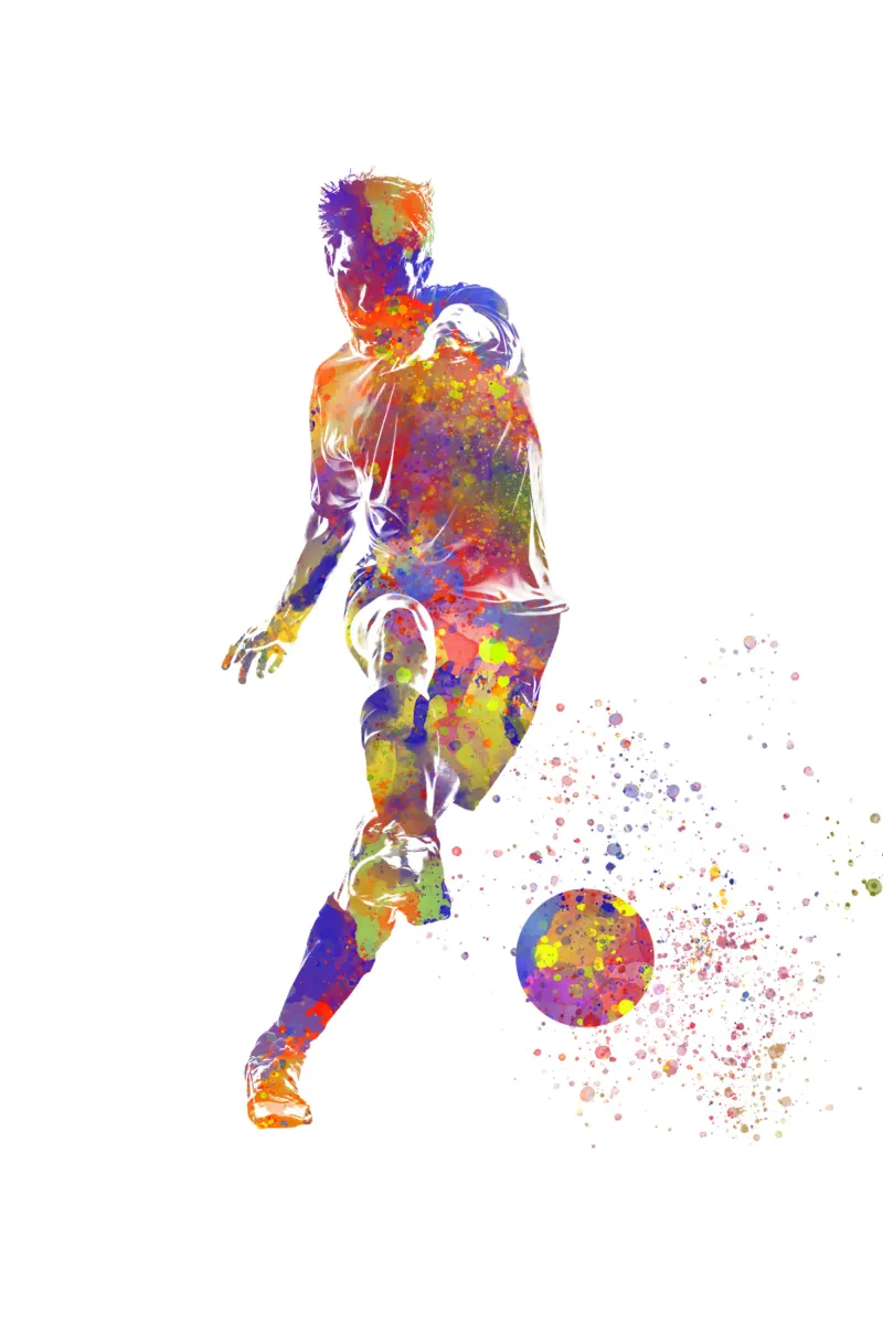 Giocatore di calcio ad acquerello poster con telaio in legno da ⚽ Sports Pulse