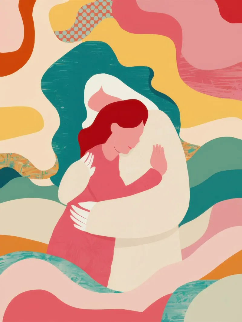 Mother Child Embrace hahnemühle by Obs Canvas