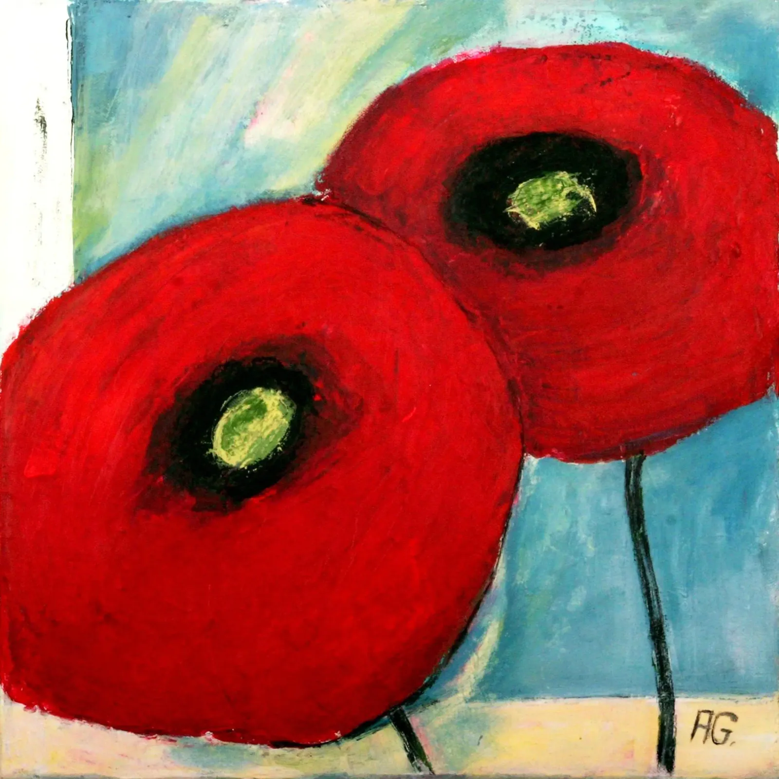 Mohn I poster con telaio in legno da Anita Gewald