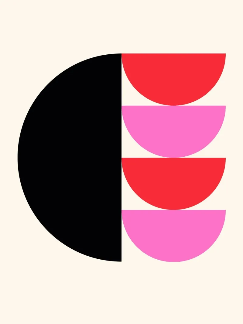 Half Circle Harmony - Modernes Pop-Art Ontwerp poster met kunststof frame van Casa Calm
