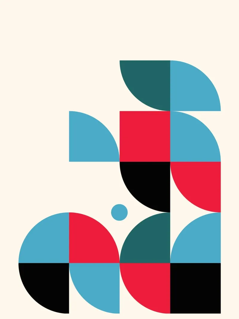 Blocchi di colore geometrici - Modernes Bauhaus Design poster con telaio in plastica da Casa Calm