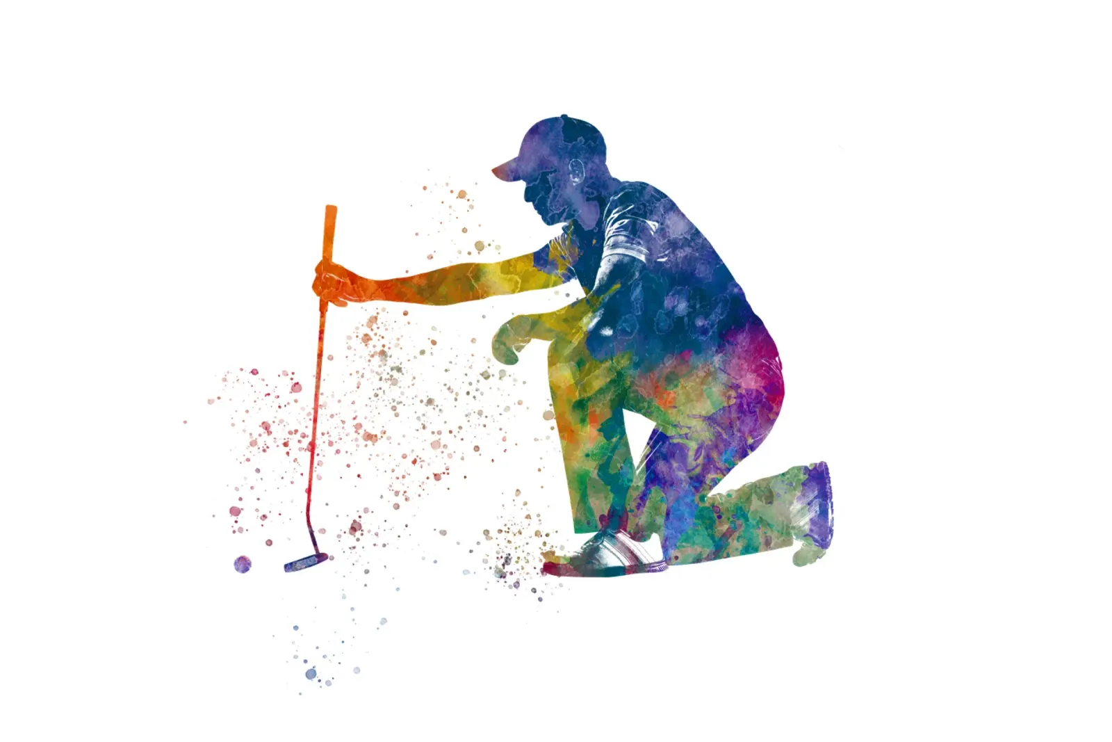 Giocatore di golf in acquerello poster con telaio in legno da ⚽ Sports Pulse