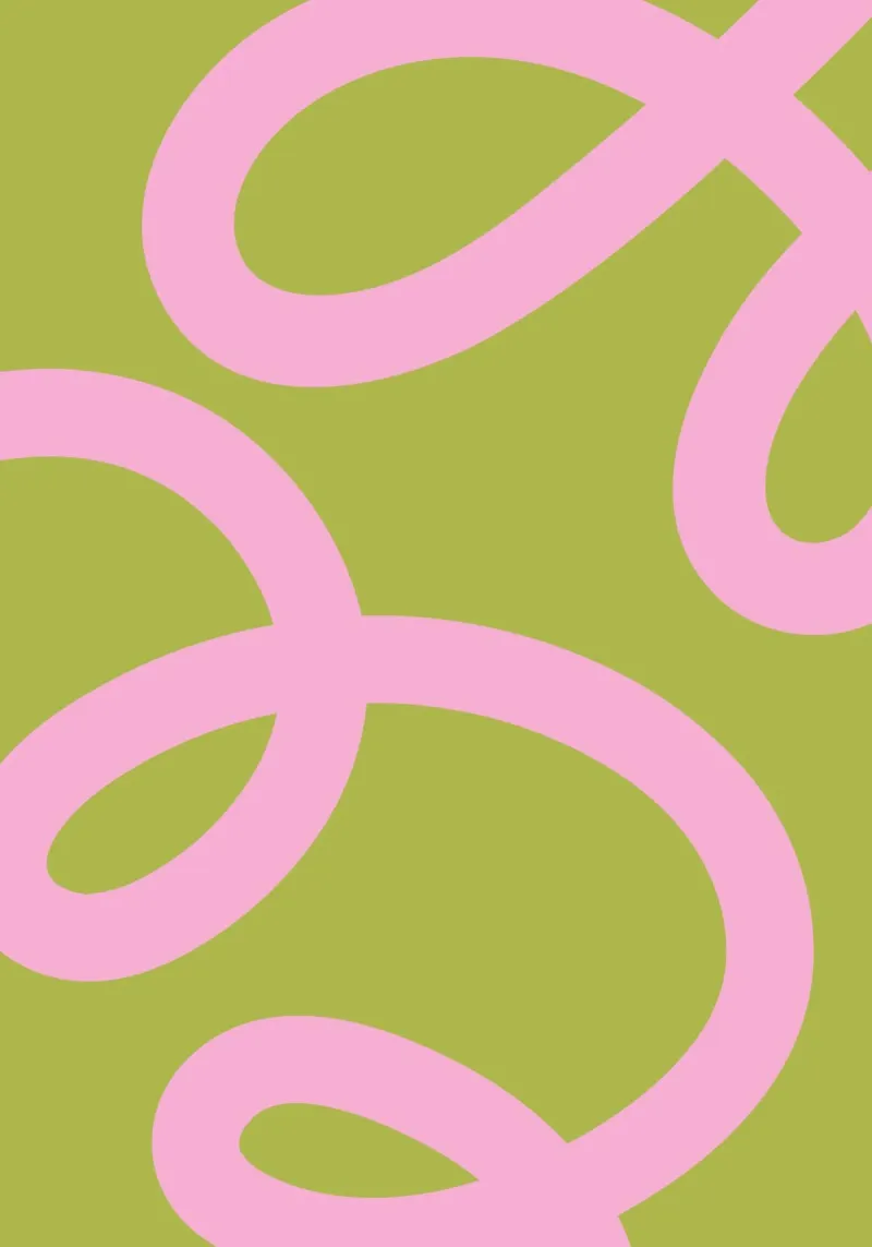Playful Pink Ribbon Swirl on Olive Green Canvas acrylic glass by The Art Club