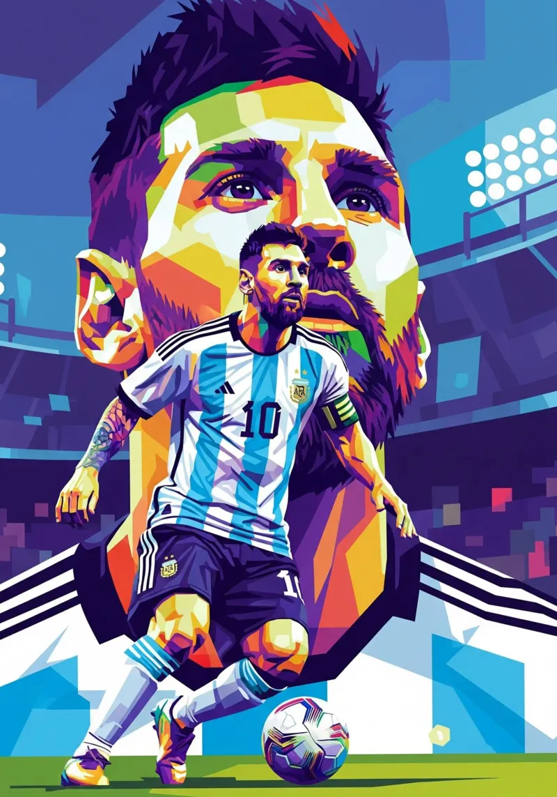 Lionel Messi - Stile artistico WPAP alluminio dibond da Hantamrata
