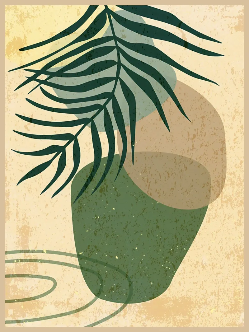 Botanisch blad abstracte kunst canvas met Baklijst van Edson Studio