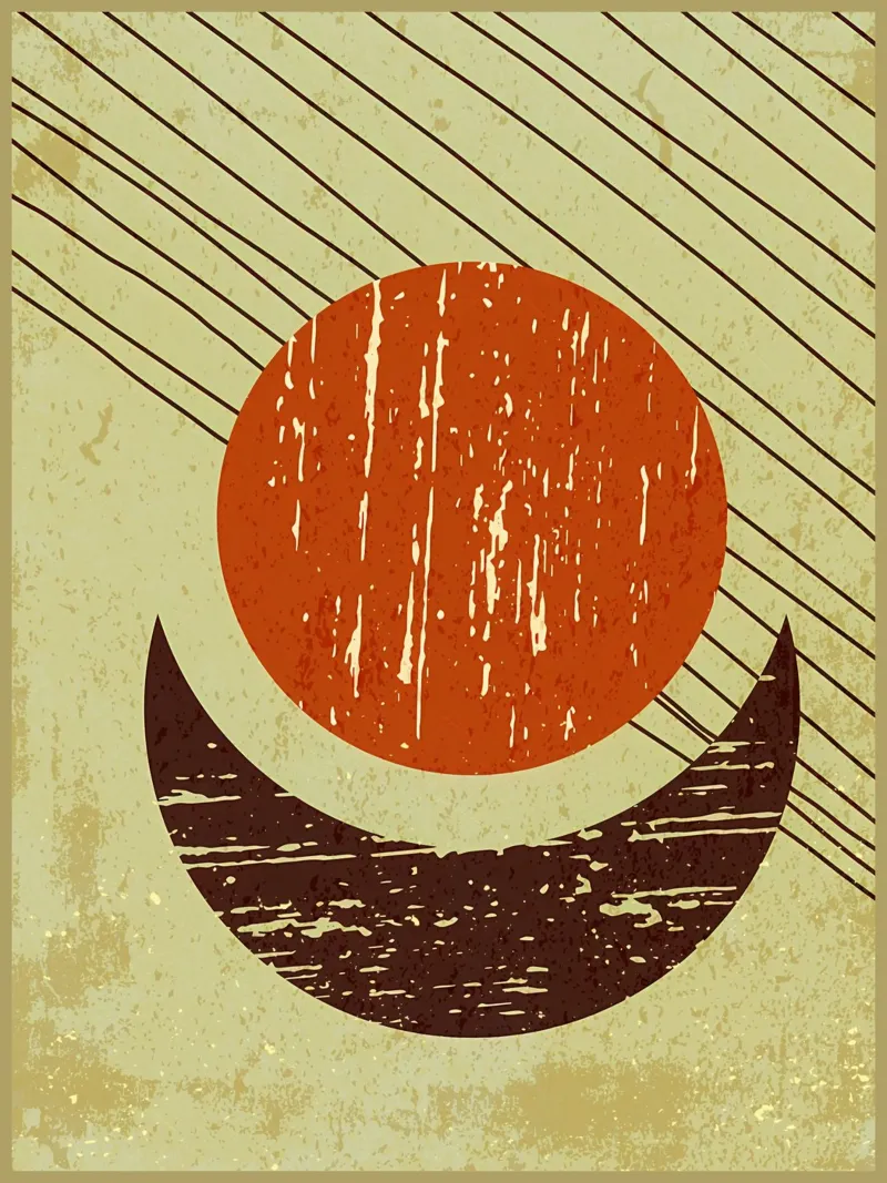 Disegno della mezzaluna poster con telaio in legno da Edson Studio