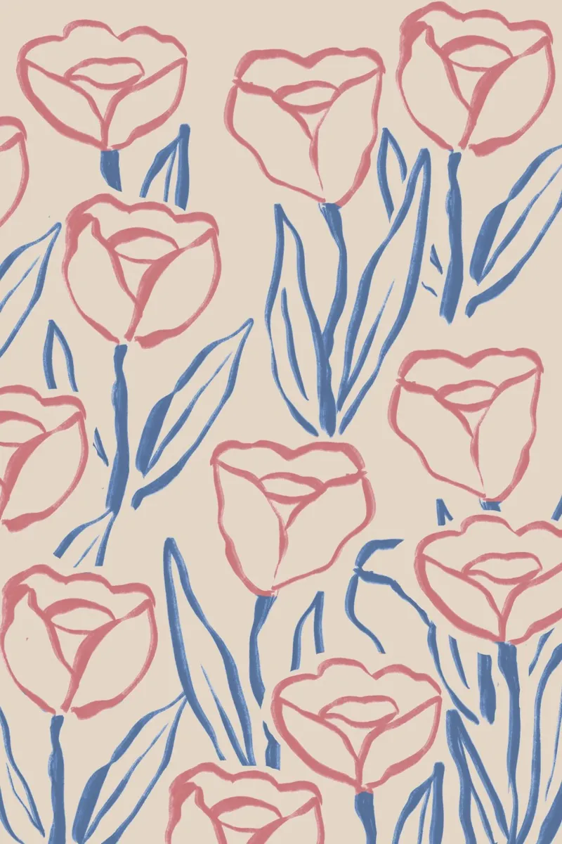Abstracte schetskunst met bloemen en bladeren canvas met Baklijst van Melloi Art Print