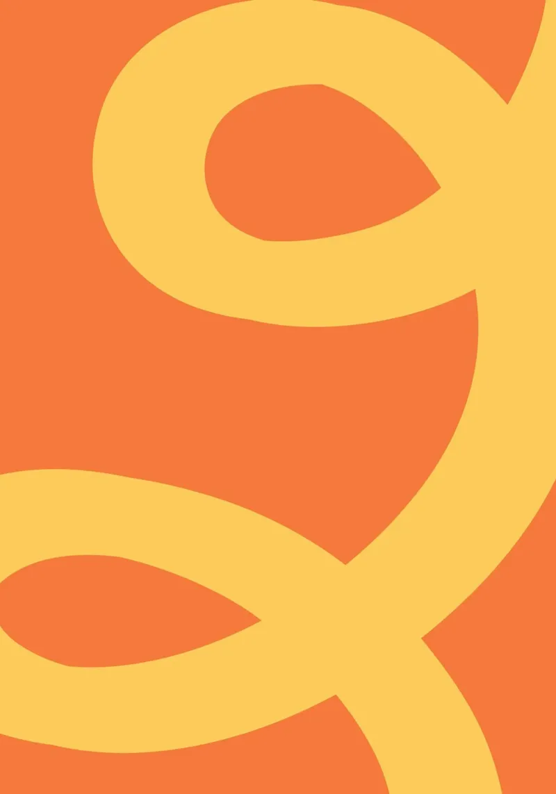 Golden Yellow Loops on Vibrant Orange alu-dibond by The Art Club