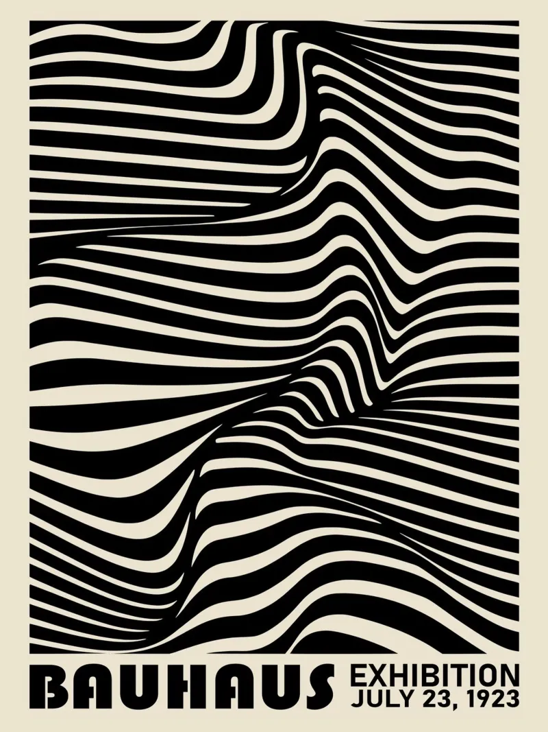 Bauhaus Waves - Manifesto della linea Op Art 1923 poster con telaio in plastica da Studio Vibe