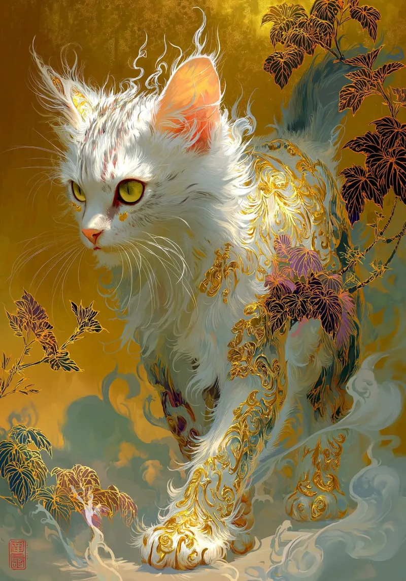 Gatto Ukiyo-e pellicola backlit da Pixel Pixie Dust