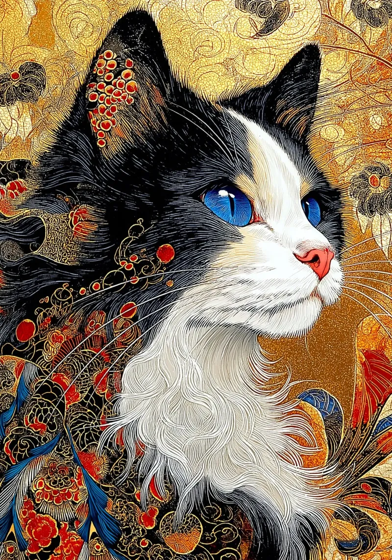 Gatto Ukiyo-e pellicola backlit da Pixel Pixie Dust