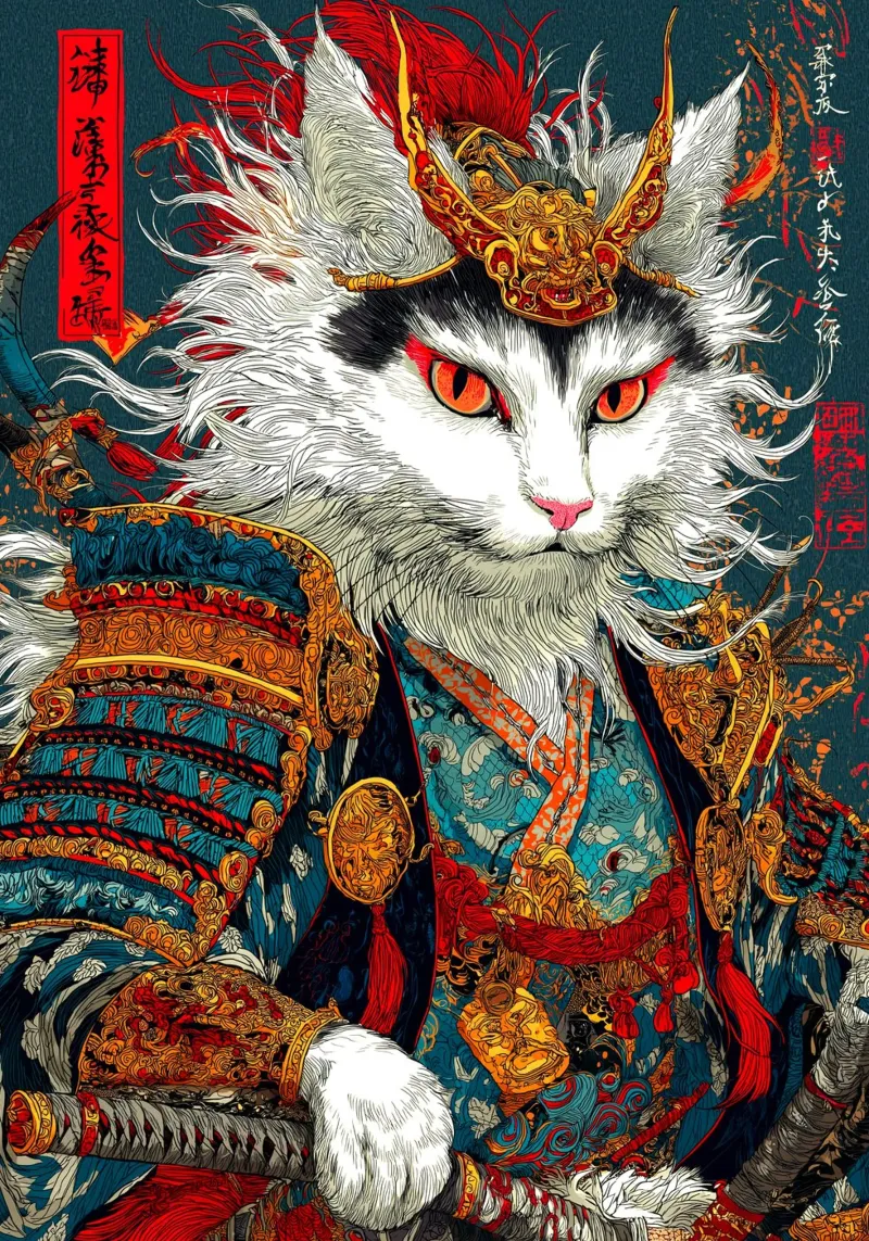 Gatto Ukiyo-e pellicola backlit da Pixel Pixie Dust