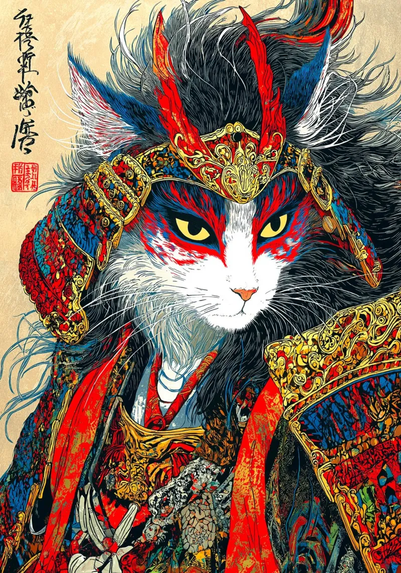 Gatto Ukiyo-e pellicola backlit da Pixel Pixie Dust
