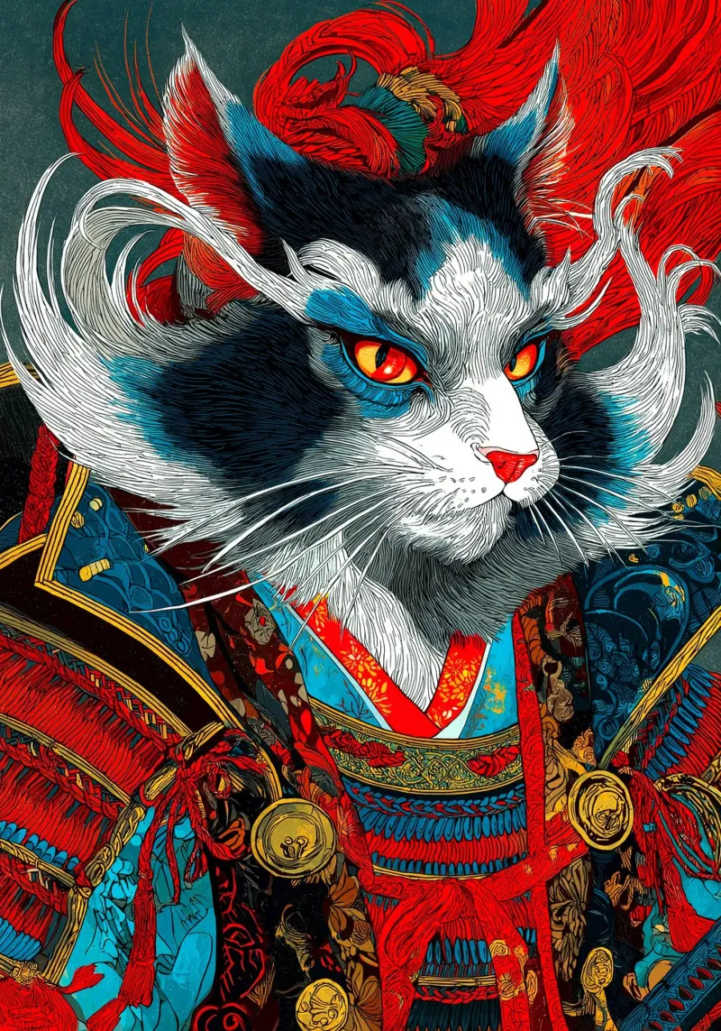 Gatto Ukiyo-e pellicola backlit da Pixel Pixie Dust