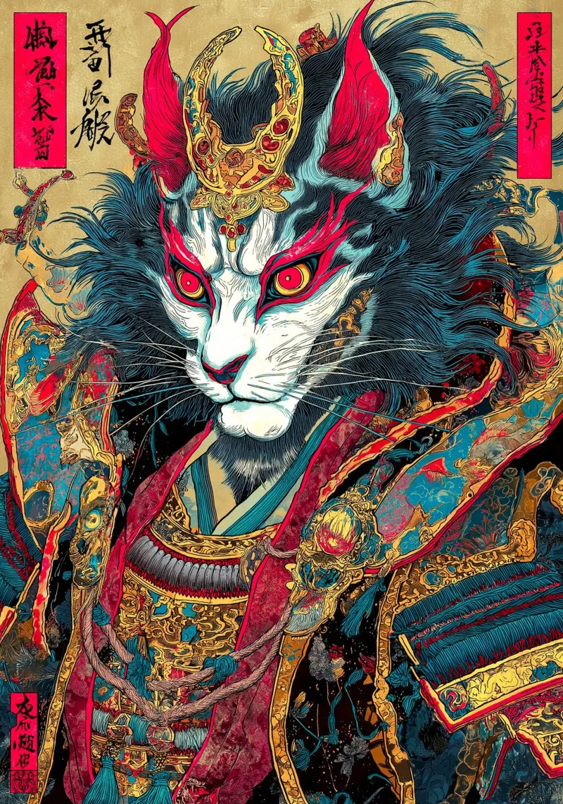 Gatto Ukiyo-e pellicola backlit da Pixel Pixie Dust