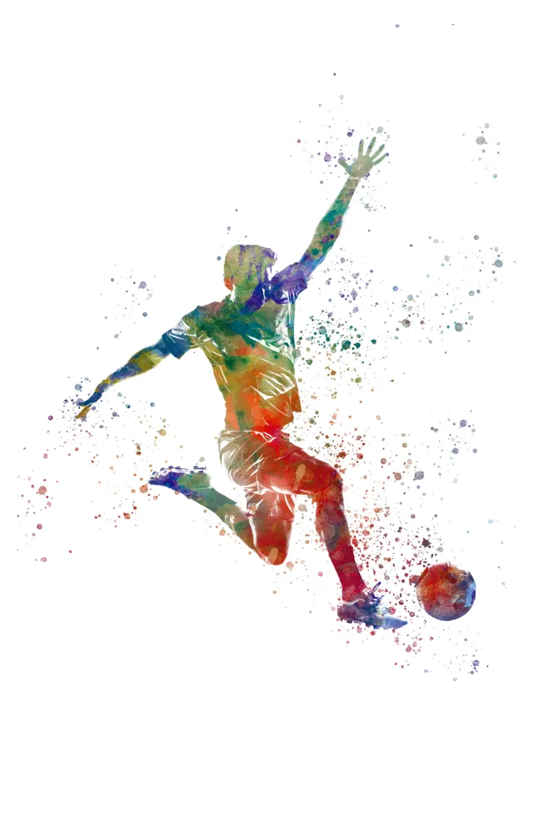 Giocatore di calcio ad acquerello poster con telaio in plastica da ⚽ Sports Pulse