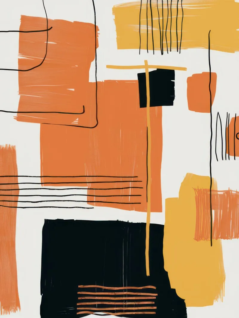 Abstracte oranje compositie canvas met Baklijst van Mark Solaria