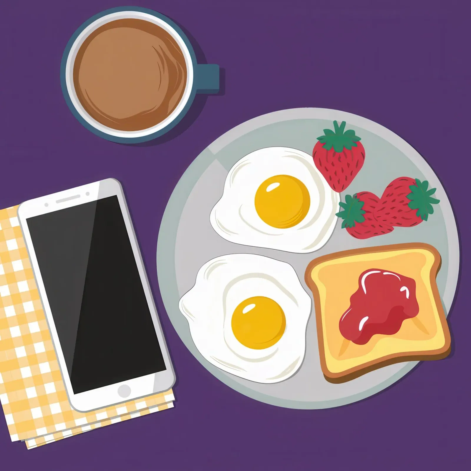 Colazione moderna Flatlay poster con telaio in plastica da Mark Solaria