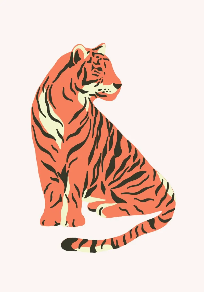 Moderne Tijger Kunstdruk - Abstracte Wilde Dieren Digitale Poster hahnemühle van homdeco