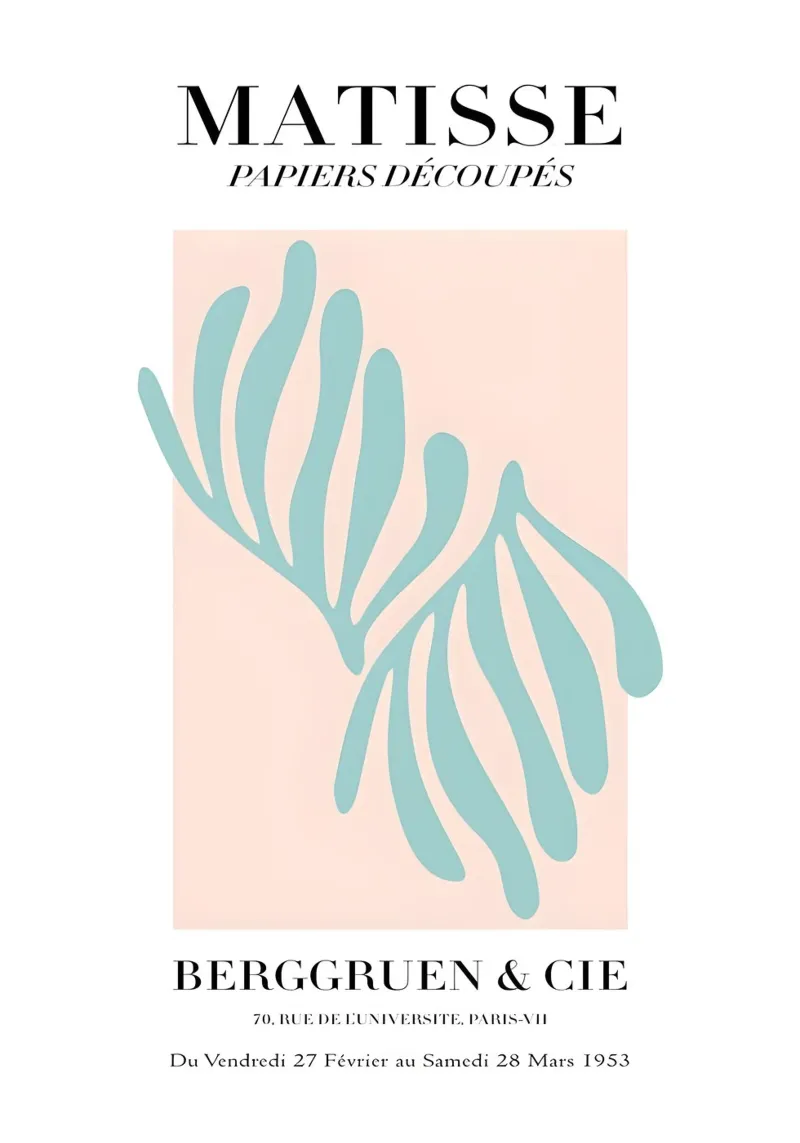 Foglie di papiro tagliate di Matisse - Arte moderna di metà secolo Prin poster con telaio in alluminio da homdeco