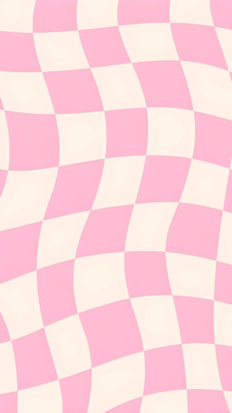 Roze & Creme Golvend Dambord - Retro Esthetische Print canvas van homdeco
