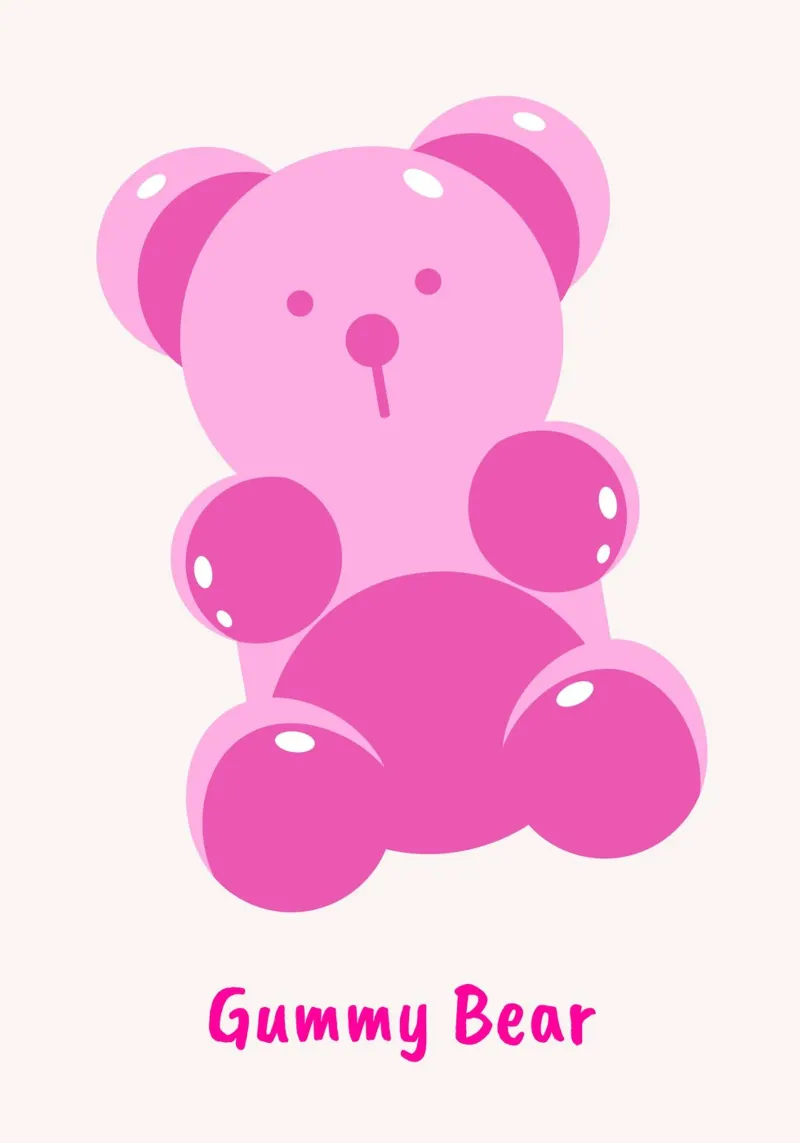 Roze gummibeer Pop Art - Zoet & Modern Digitale Print canvas met Baklijst van homdeco