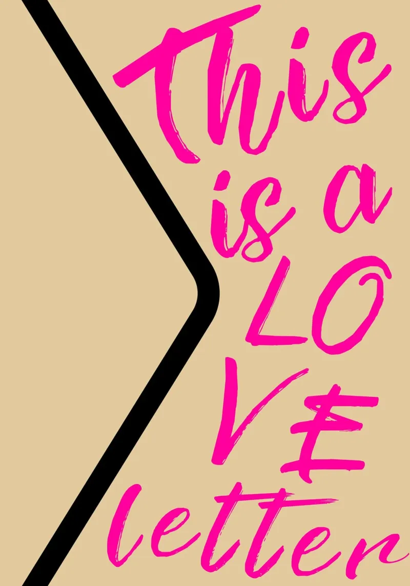 "Dit is een liefdesbrief" Roze Script Art Print canvas van homdeco