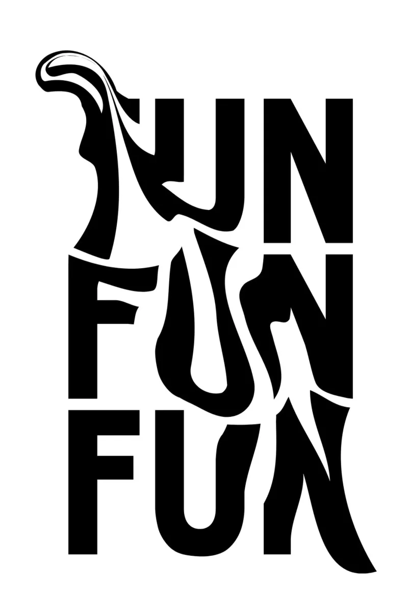 "FUN FUN FUN" Abstract Typography - Black & White Print canvas with Floater frame by homdeco