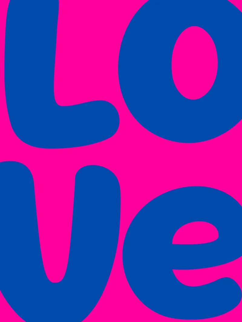 Bold LOVE Pop Art - Blue & Pink Color Block Print canvas with Floater frame by homdeco