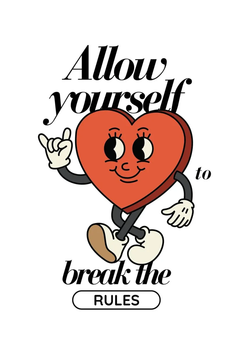 "Break the Rules" Retro Heart - Motivational Art Print canvas with Floater frame by homdeco