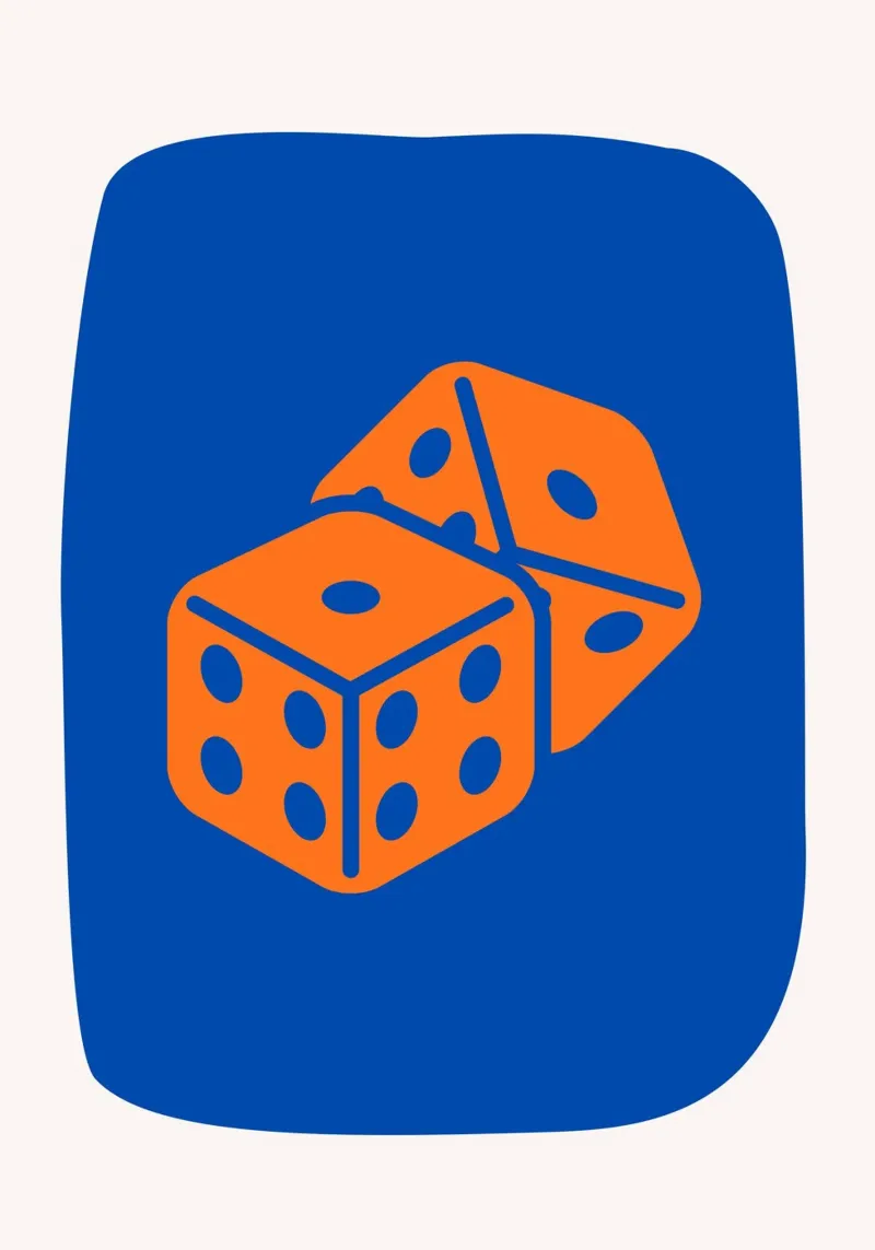 Dobbelen Pop Art - Oranje & Blauw Game Room Print canvas met Baklijst van homdeco