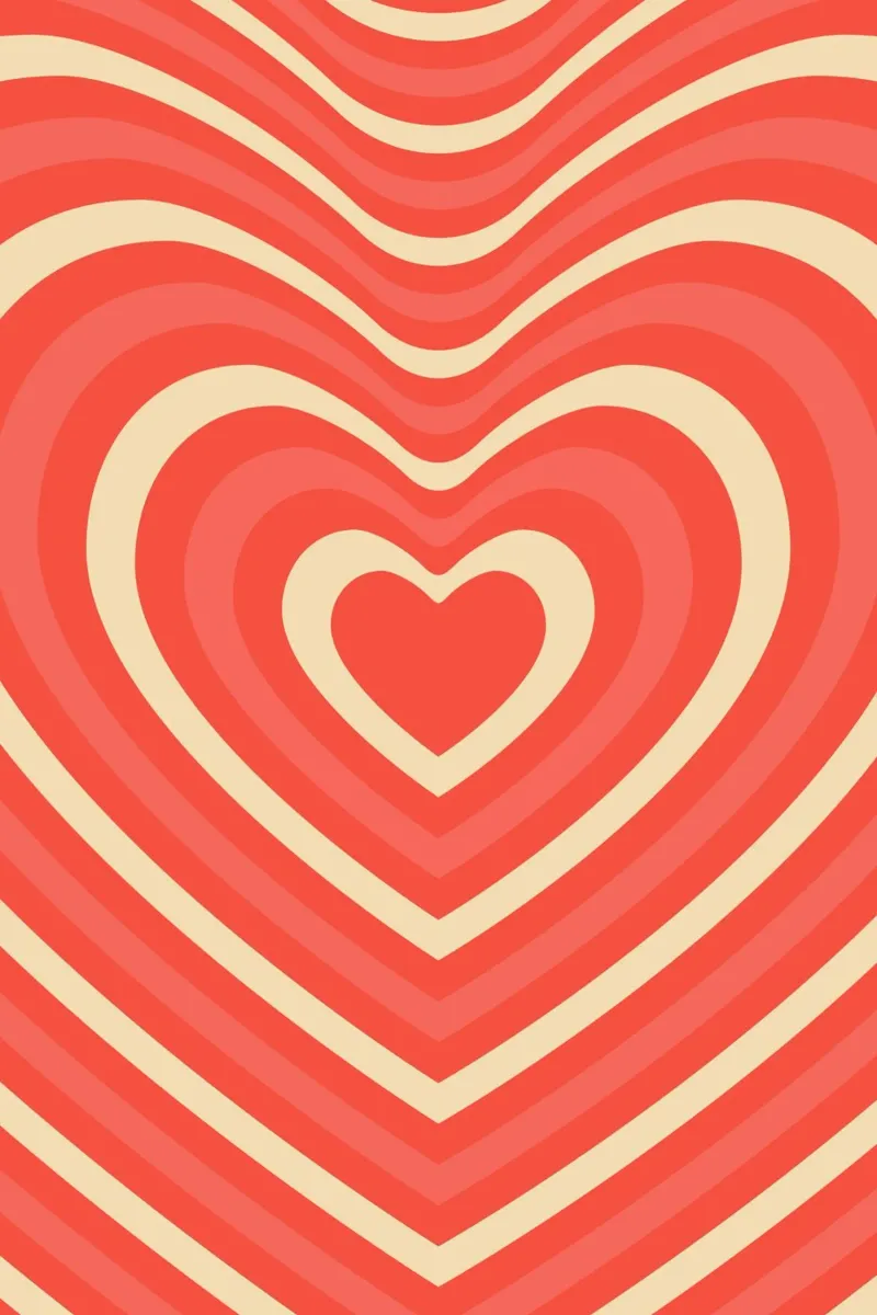 Retro Heart Wave astratto - Stampa amore rosa e rosso pellicola backlit da homdeco