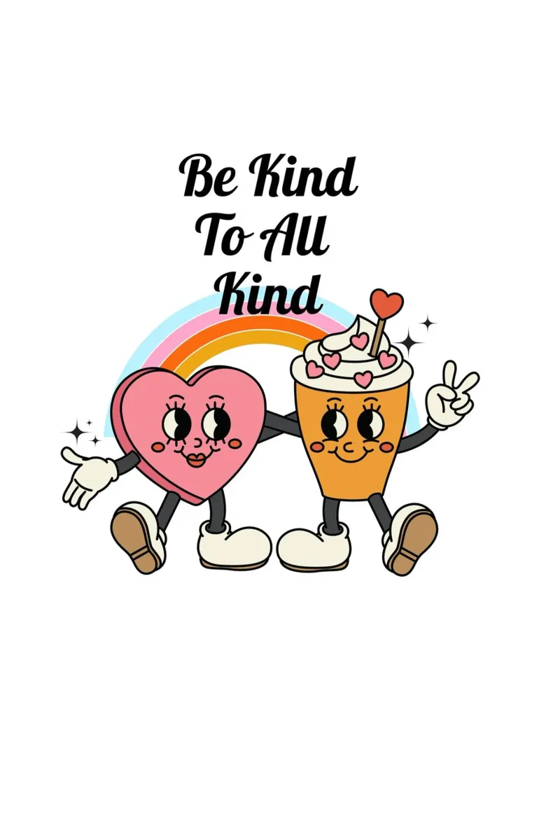 "Be Kind To All Kind" - Retro Cartoon Duo Print canvas with Floater frame by homdeco