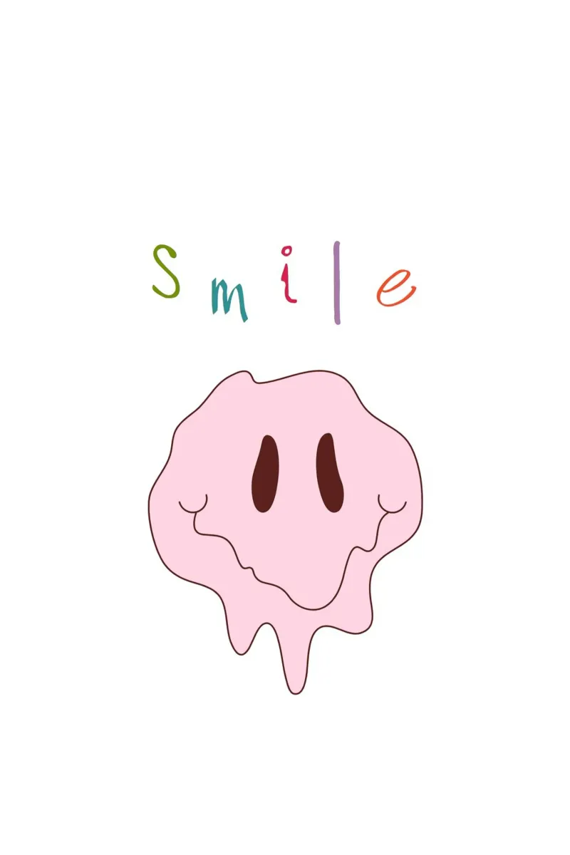 Melted Smiley "Smile" - Pastel Psychedelic Art Print poster with wooden frame by homdeco