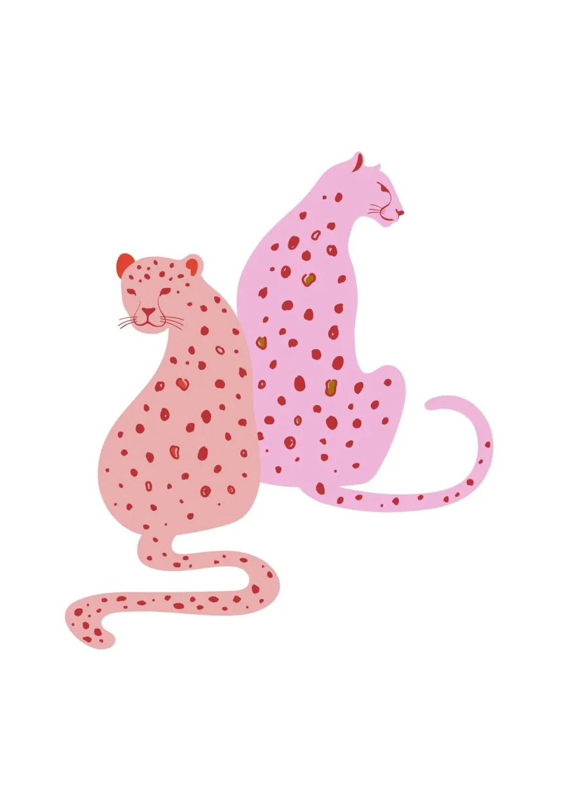 Pink Leopard Duo - Abstract Pop Art Print canvas by homdeco