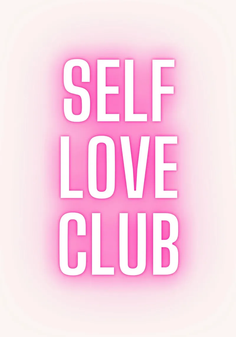 Self Love Club Neon Glow - Empowering Pink Digital Print acrylic glass by homdeco