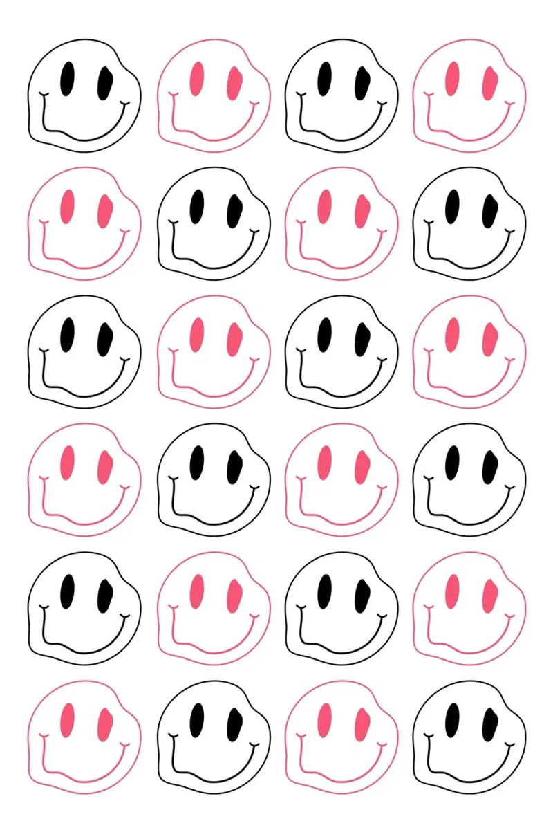 Melted Smiley Pattern - Pink & Black Aesthetic Print canvas by homdeco