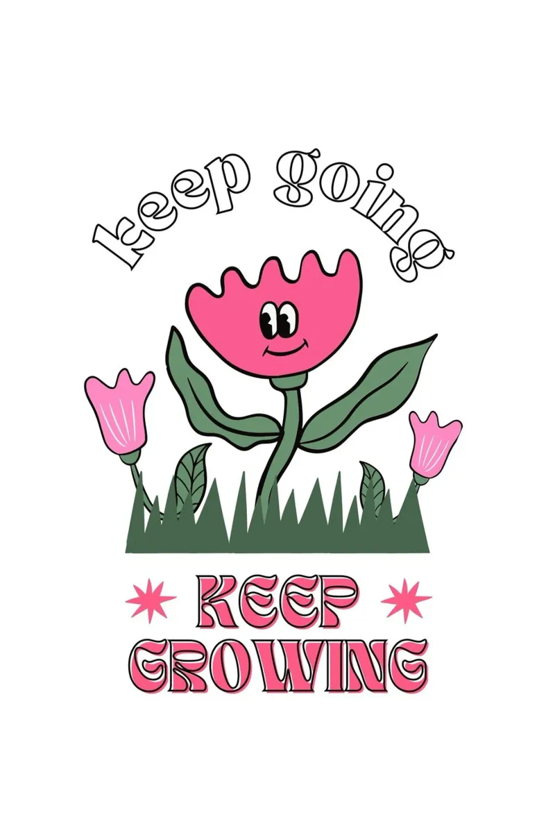 "Keep Going Keep Growing" - Retro Flower Power Print canvas by homdeco