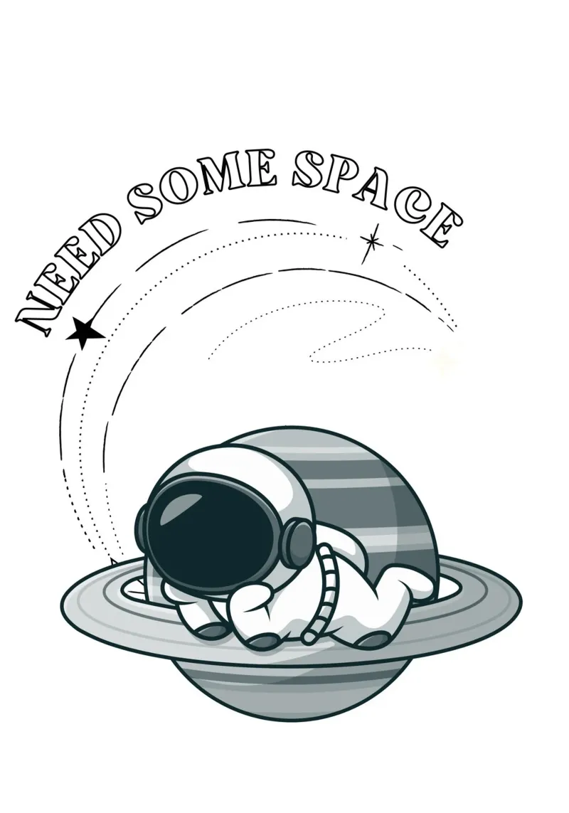 "Need Some Space" Astronaut Nap - Minimalist Print poster with wooden frame by homdeco