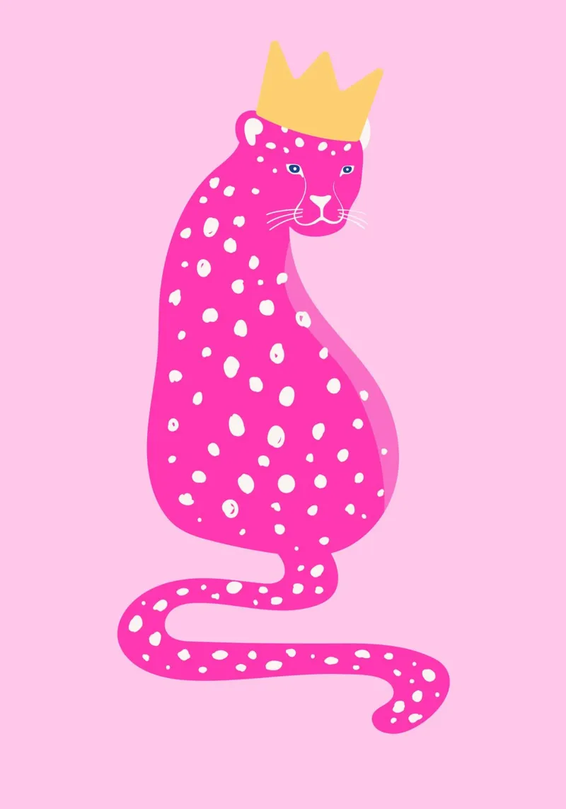 Leopardo rosa real - Corona dorada Pop Art Print hahnemühle de homdeco