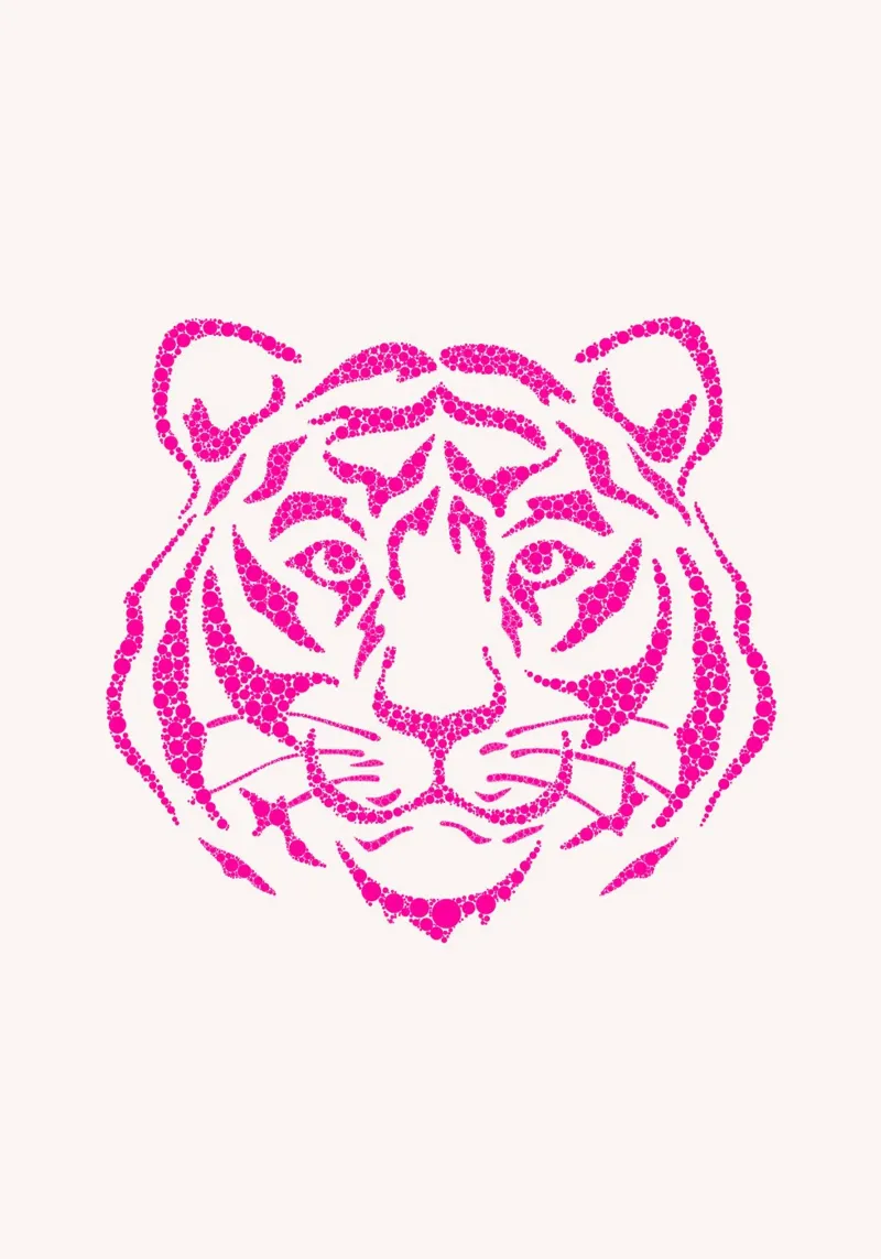 Testa di tigre pixelata - Stampa d'arte moderna rosa caldo poster con telaio in plastica da homdeco