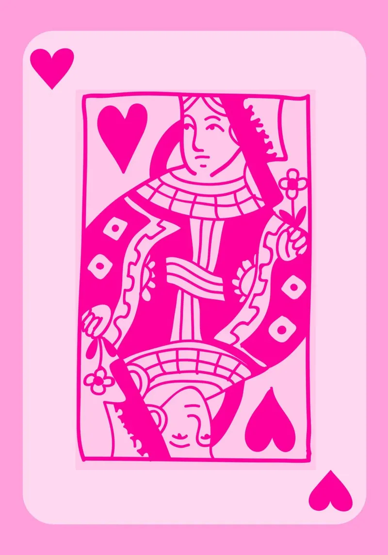 Fuchsia Hartenkoningin - Pop Art Kaart Print hahnemühle van homdeco
