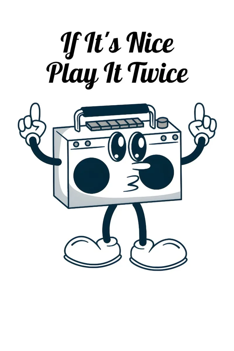 "If It's Nice Play It Twice" - Retro Boombox Kunst Backlit Folie von homdeco