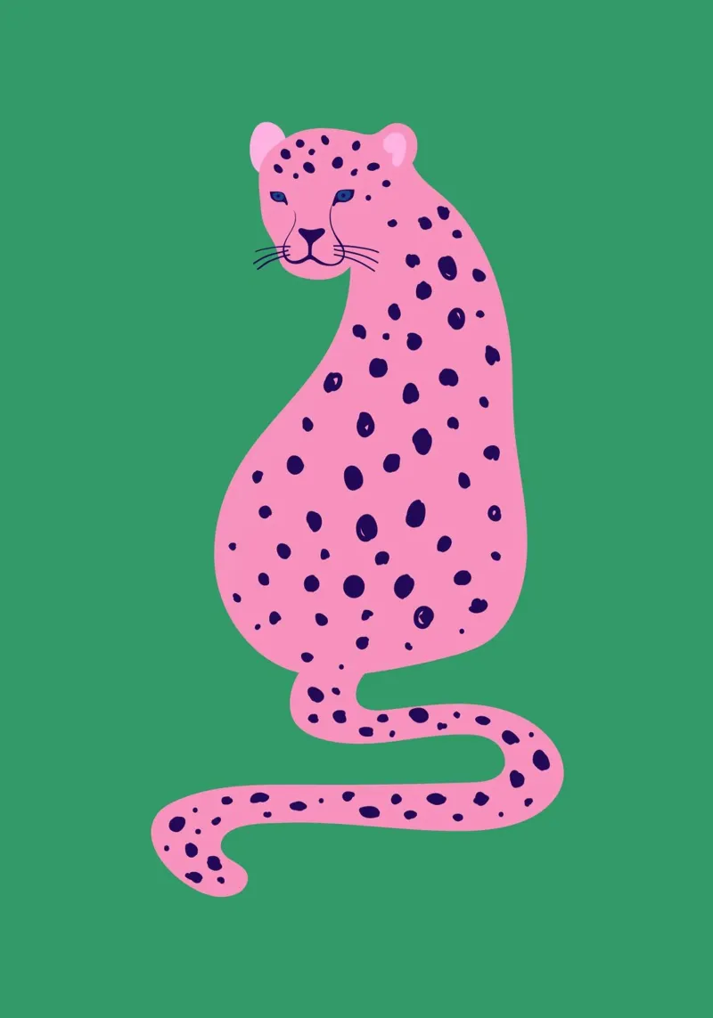Pink Leopard Abstract - Green & Pink Pop Art Print hahnemühle by homdeco