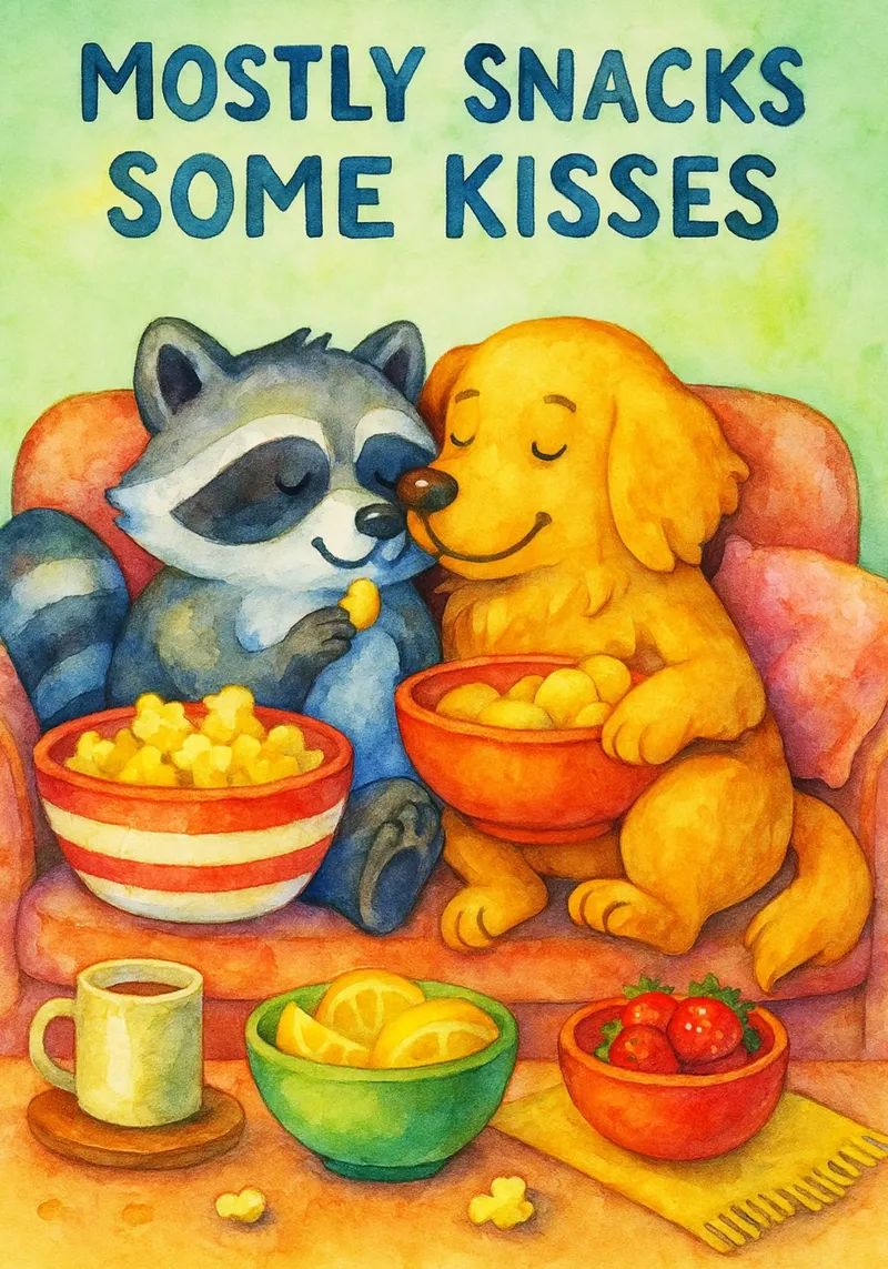 per lo più spuntini, qualche bacio, disegno artistico poster con telaio in alluminio da pasadenan