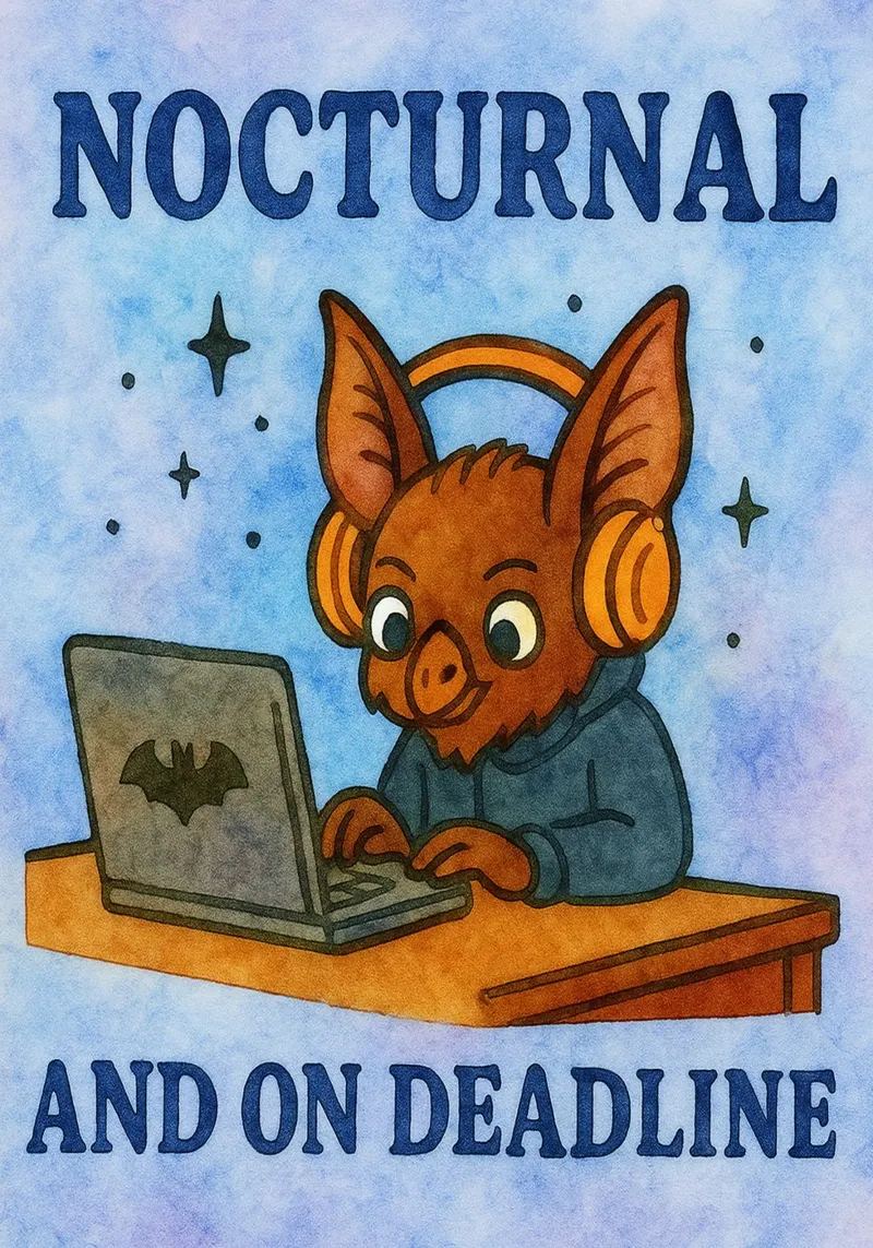 Nocturnal and on deadline bat art drawing canvas with Floater frame by pasadenan