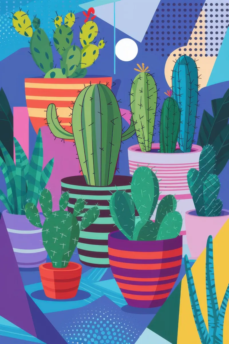 Collezione di cactus colorati carta hahnemühle da Luna Aura