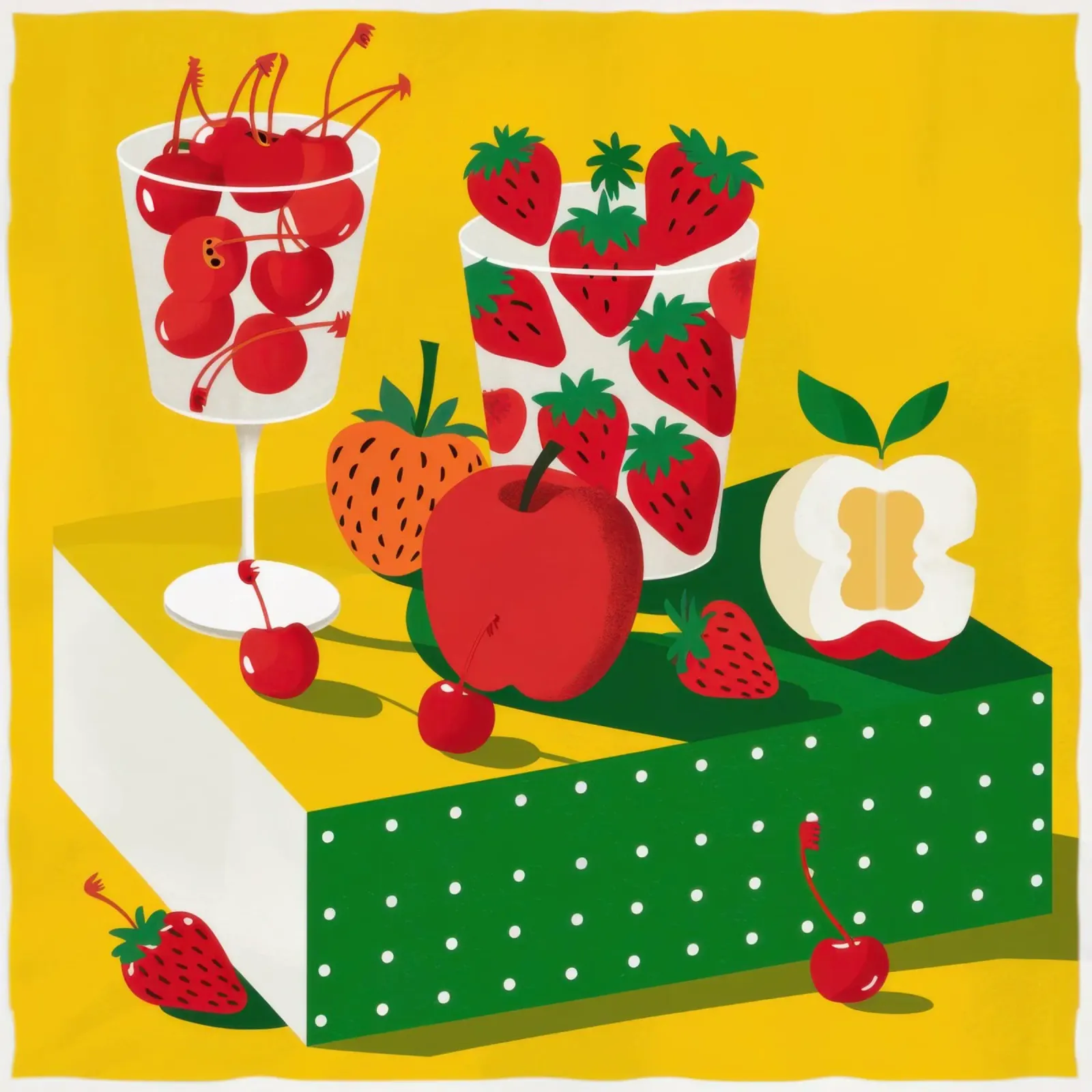 Zomer Bessen Overvloed canvas met Baklijst van Trace Brush